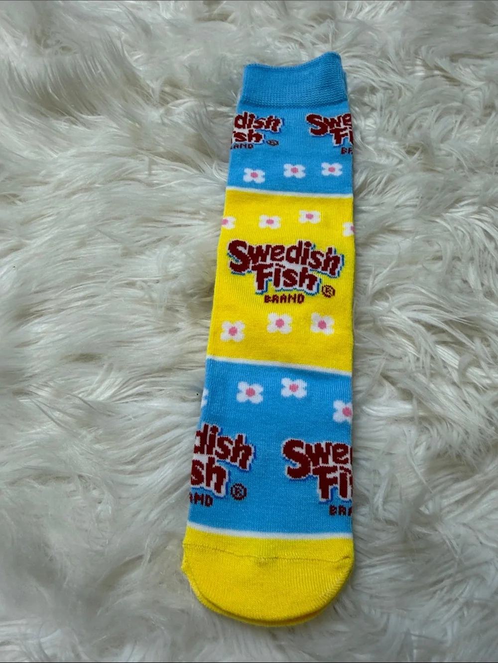 New, Sweetish Fish Colorful Crew Socks - Pink, White, Blue, Yellow